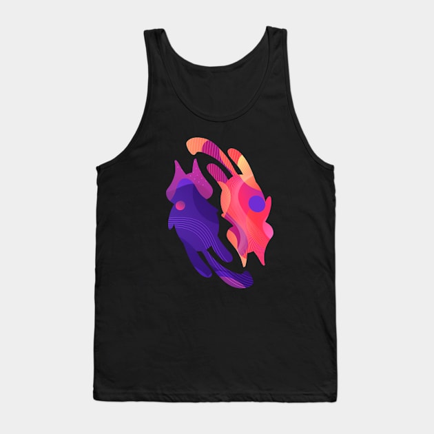 Cats Illustration Tank Top by Foxxy Merch